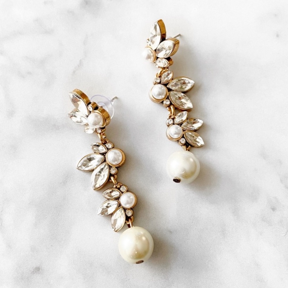 Bridal Pearl Drop Statement Earrings - Picture 2 of 5